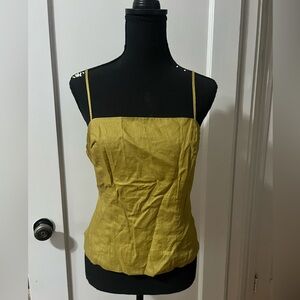 Express Olive Green Linen Cami with Thin Straps